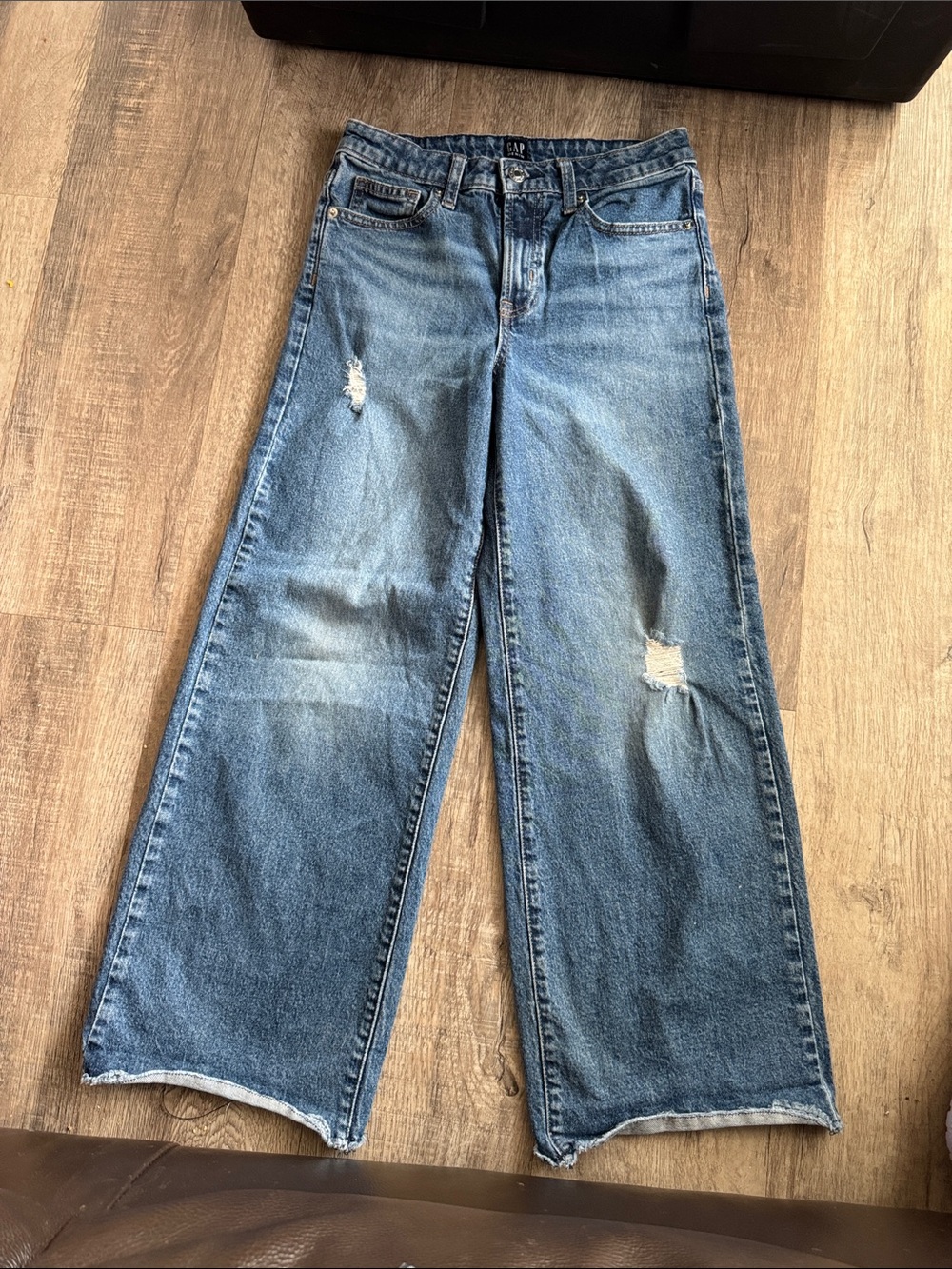 GAP Light Blue Distressed Wide-Leg Kids Jeans